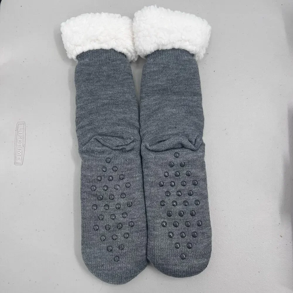 Cat Fuzzy Slipper Socks With Grippers Warm Fleece Lined Cat Gifts for Women OS